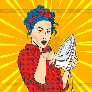 Pop art beautiful young surprised woman w - vector clipart