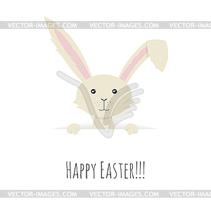 Cute Easter Bunny peeping over top - vector image