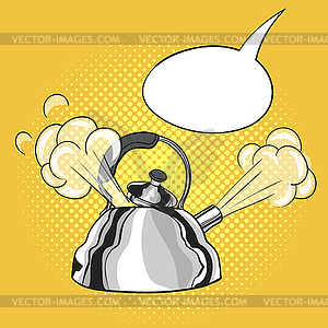 Pop art kettle with steam pu - vector clip art