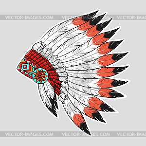 Colorful native American war bonnet. Desi - vector image