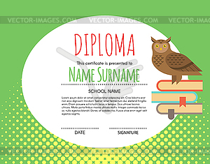 Preschool Elementary Kids Diploma certificate - vector clip art