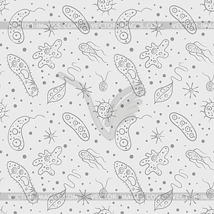 Seamless pattern with bacteria virus icons. - vector image