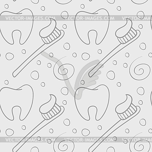 Seamless pattern with teeth an toothbrushes - vector image