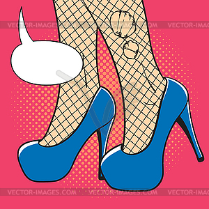 Pop art an elegant woman shoes - vector clipart