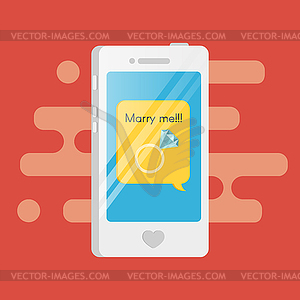 Smartphone with text message inside - vector clipart