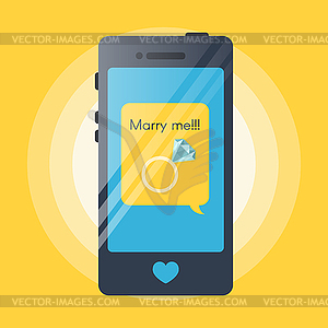 Smartphone with text message inside - vector clip art
