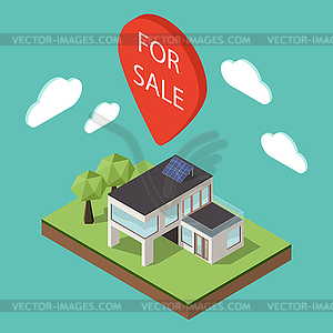 Isometric large private modern cottage - vector image