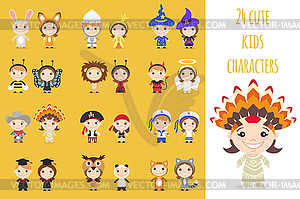 Set of different colorful cartoon kids characters i - vector clip art