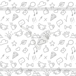 Seamless doodle pattern with social icons - vector clipart