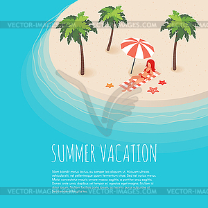 Isometric tropical island with palms - vector image