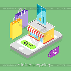 Isometric concept for online shopping - vector image