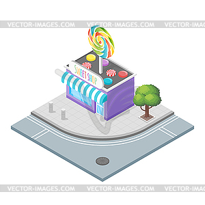 Isometric candy store - vector image