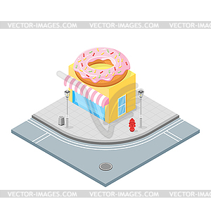 Isometric 3d donut shop - vector clipart