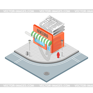 Isometric newsstand - vector clip art