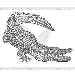 Monochrome crocodile - vector image