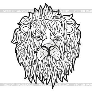 Monochrome lion face - vector clip art
