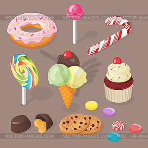 Isometric 3d sweets - vector clip art