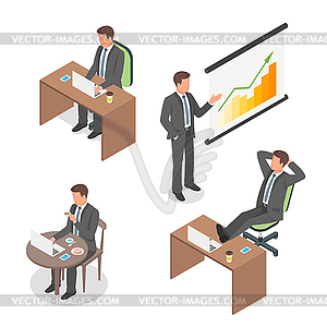 Isometric set of businessmen - vector clipart