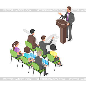 Isometric business presentation or political - vector image