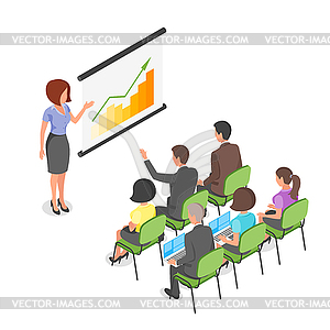 Isometric business presentation - vector clipart