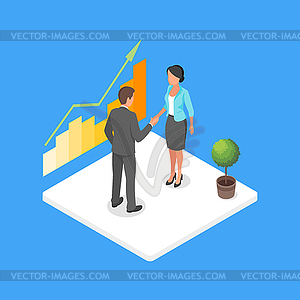 Isometric 3d two business people making d - vector image