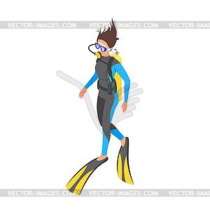 Isometric 3d diver woman - vector image