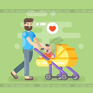 Happy father caring his kid - vector image