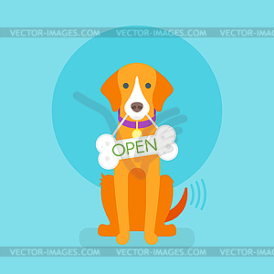 Flat dog. Sign to pet store - vector clipart