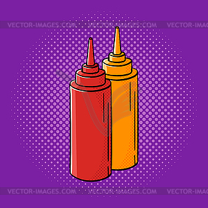 Pop art ketchup and mustard - vector EPS clipart