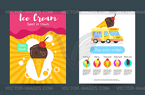 Flat style posters with ice cream - stock vector clipart