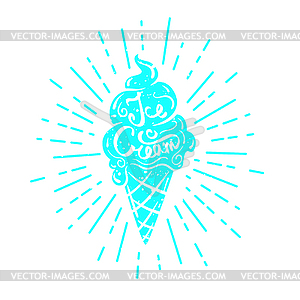 Textured label, ice cream - vector clip art