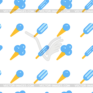 Flat style simple seamless pattern with ice cream - vector image