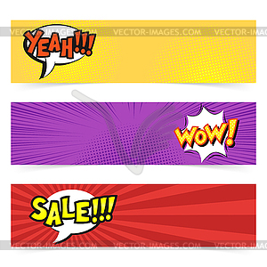 Pop art banner with speech bubble - vector EPS clipart