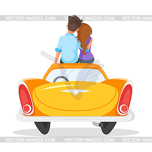 Cartoon style loving couple sitting on th - vector clipart