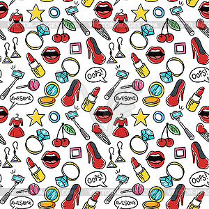 Seamless pattern of fashionable patches. Modern - vector clip art