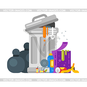 Flat style trash. Spoiled food - vector image