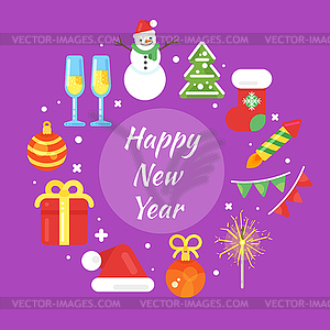 Flat style Christmas greetings. Template - vector clip art