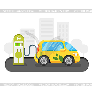 Flat style electric car - vector clipart