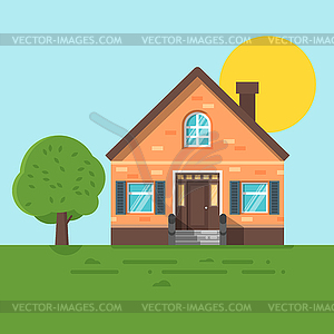 Плоский стиль летний дом - графика в векторном формате