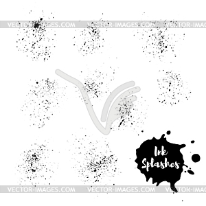 Set of ink splash. Hand painted background - vector clipart