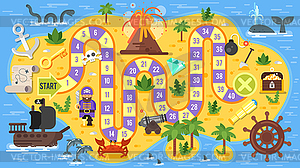 Flat style kids pirate board game - vector clipart / vector image