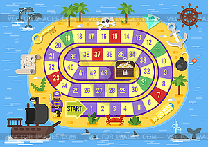 Flat style kids pirate board game - vector image