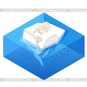 Isometric 3d white bear - vector clipart