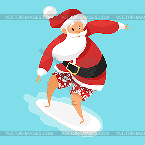 Cartoon style Santa surfer - vector image