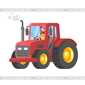 Flat style tractor-driver - vector image