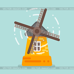 Flat style mill. on blue - vector clipart / vector image