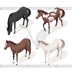 Set of horses - vector clip art