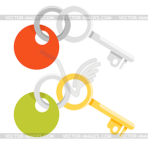 Flat style golden and metal keys - vector image