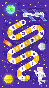 Kids science and space board game - vector clipart