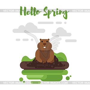 Flat style marmot. Icon for web - vector image